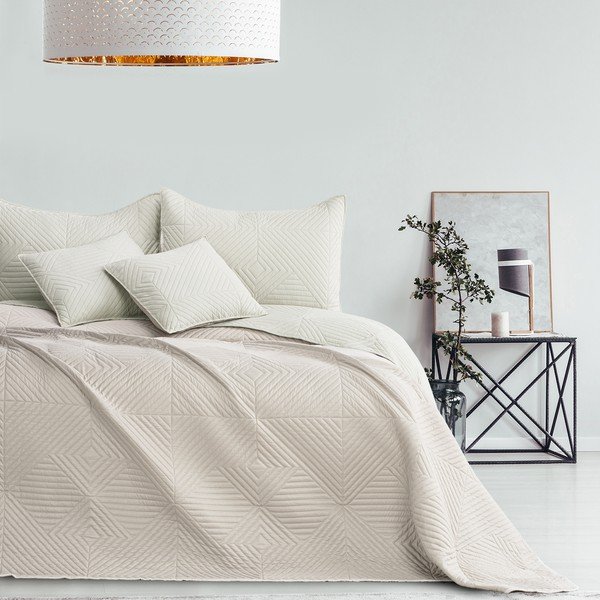 Krémový prešívaný pléd z mikrovlákna 220x240 cm Softa – Restilo-image-2