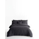 Antracitové obliečky na dvojlôžko/predĺžené z bavlny Renforcé 240x220 cm Waffle Striped – Mila Home Luxury