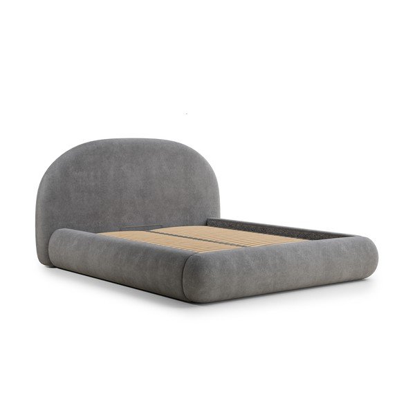 Sivá čalúnená dvojlôžková posteľ s úložným priestorom s roštom 140x200 cm Maumere – Maison de Rêve