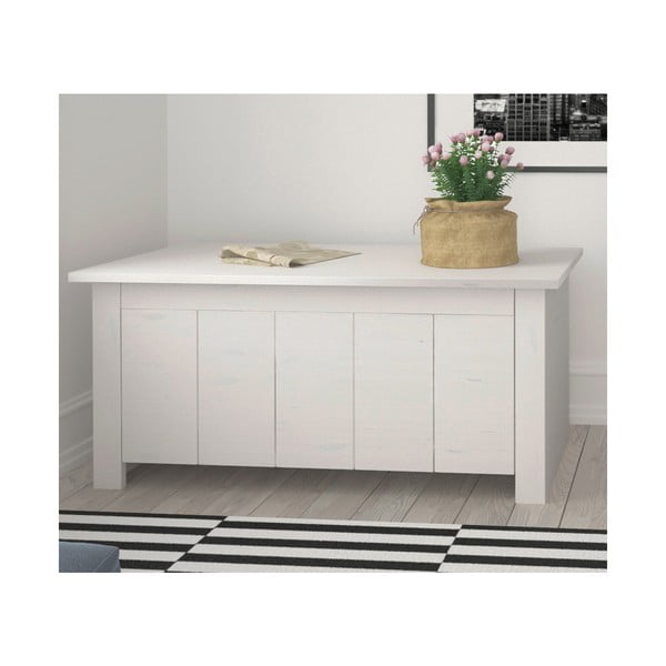 Biela truhlica z borovicového dreva 100x45 cm Bertram – Støraa-image-1