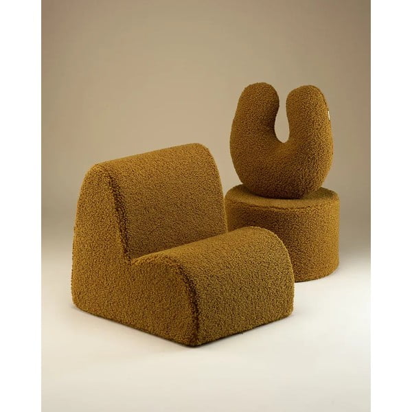 Hnedý detský pohovkový vankúš z textílie buklé U – Wigiwama-image-4