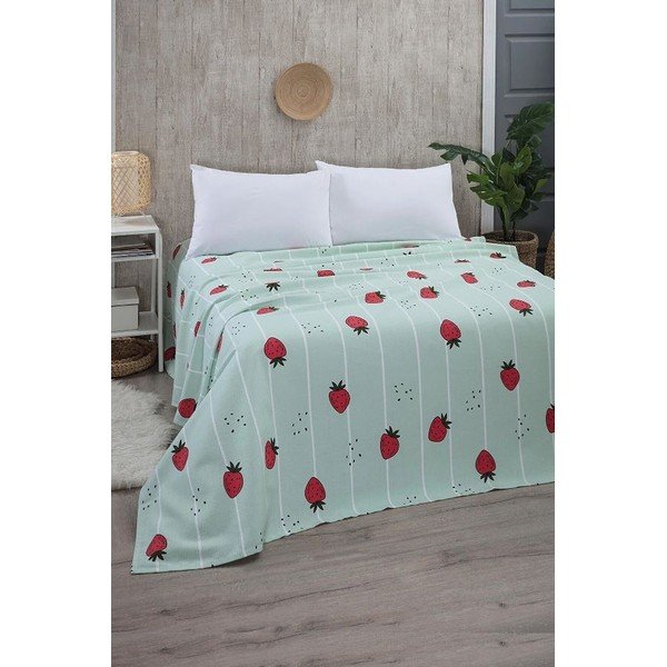 Bavlnený pléd v mentolovej farbe 170x230 cm Strawberry – Mila Home