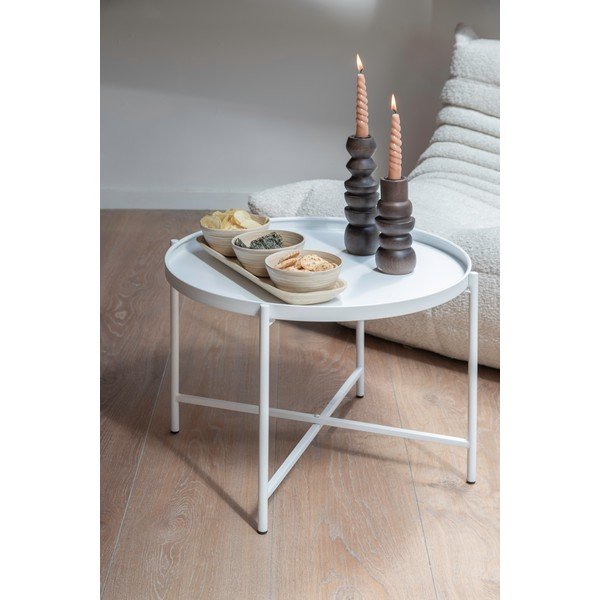 Biely kovový okrúhly konferenčný stolík ø 50 cm Meseta  – Leitmotiv-image-2