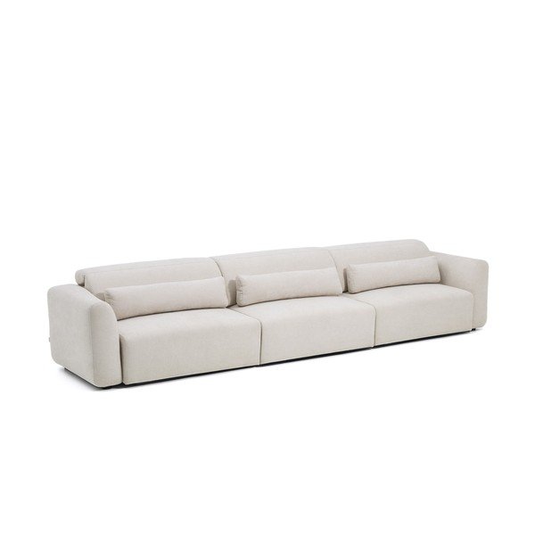 Béžová ženilková polohovacia pohovka s leňoškou 410 cm Lares – Kave Home