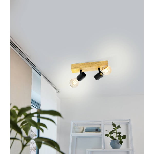Stropné svietidlo v čiernej a prírodnej farbe 5x30 cm TOWNSHEND 3 – EGLO-image-1