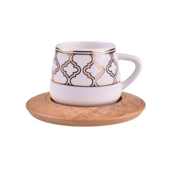 Sada 6 porcelánových hrnčekov s bambusovými podložkami Bambum Hanedan-image-1