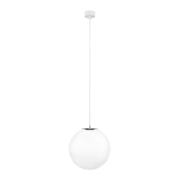 Biele stropné svietidlo s bielym káblom a detailom v striebornej farbe Sotto Luce Tsuri, ∅ 30 cm