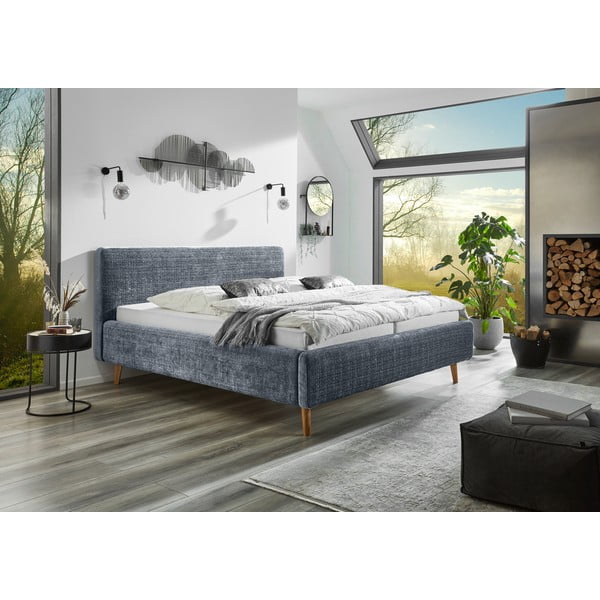 Modrá čalúnená dvojlôžková posteľ s roštom 180x200 cm Primavera – Meise Möbel-image-1