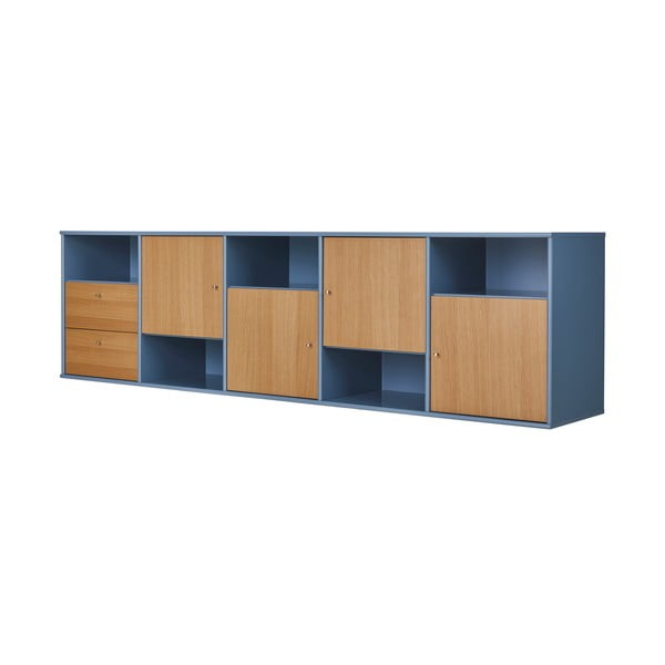 Nízka závesná komoda v dekore duba v modro-prírodnej farbe 220x61 cm Mistral – Hammel Furniture-image-2
