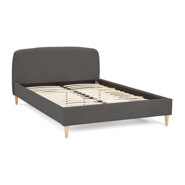 Sivá čalúnená dvojlôžková posteľ s roštom 140x200 cm Drome - Kokoon