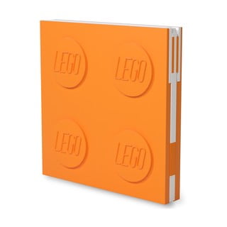 Oranžový štvorcový zápisník s gélovým perom LEGO®, 15,9 x 15,9 cm