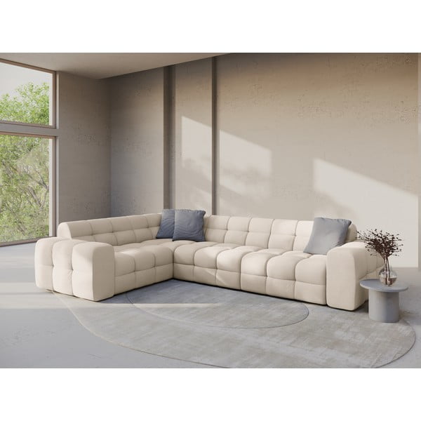 Béžová rohová pohovka (ľavý roh/do L) Kendal – Micadoni-image-1