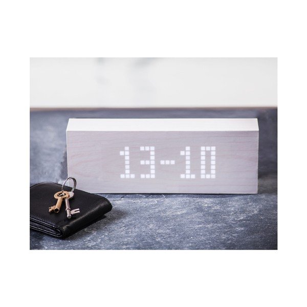 Biely budík s bielym LED displejom Gingko Message Click Clock-image-3
