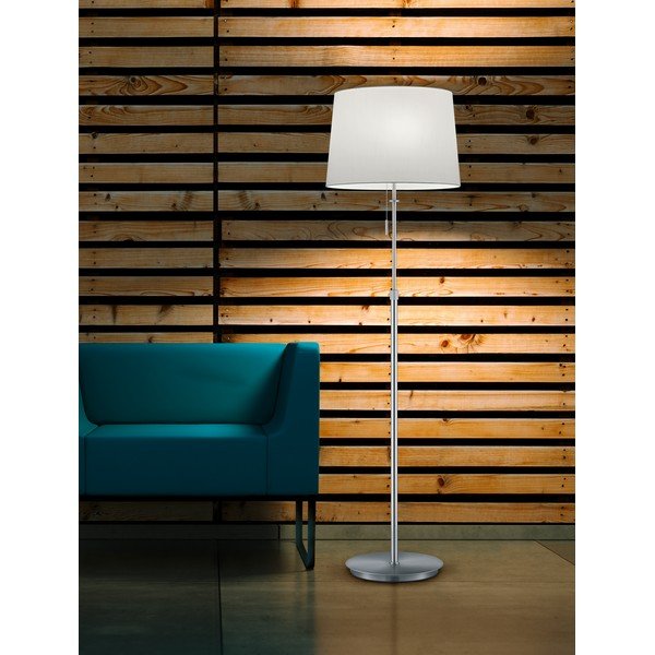 Stojacia lampa v striebornej farbe s textilným tienidlom (výška  180 cm) Lyon – Trio-image-1