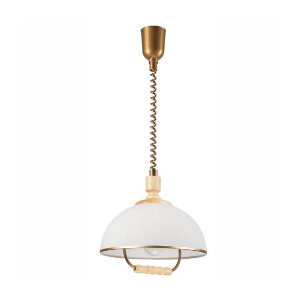 Závesné svietidlo v bronzovo-prírodnej farbe so skleneným tienidlom ø 30 cm Ramona – LAMKUR