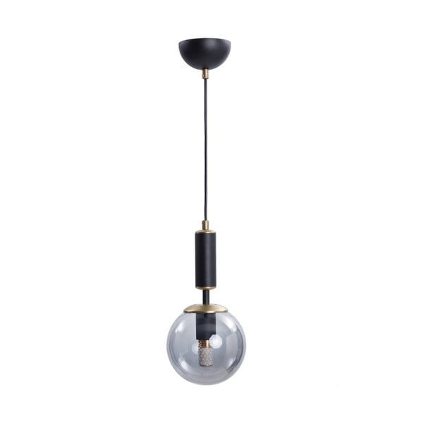 Čierne/sivé závesné svietidlo so skleneným tienidlom ø 15 cm Hector – Squid Lighting
