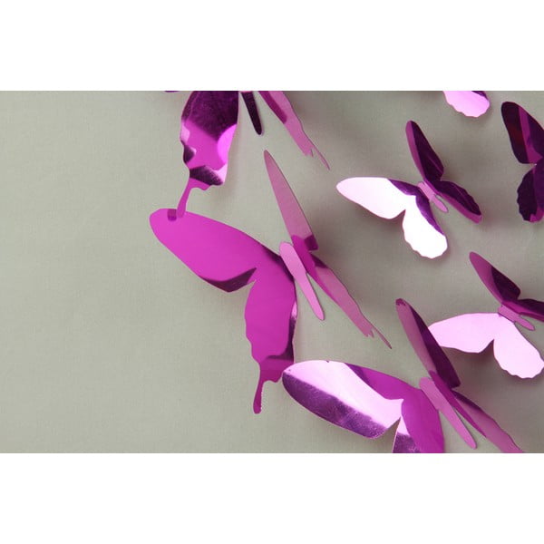 Sada 12 fialových adhezívnych 3D samolepiek Ambiance Butterflies-image-3