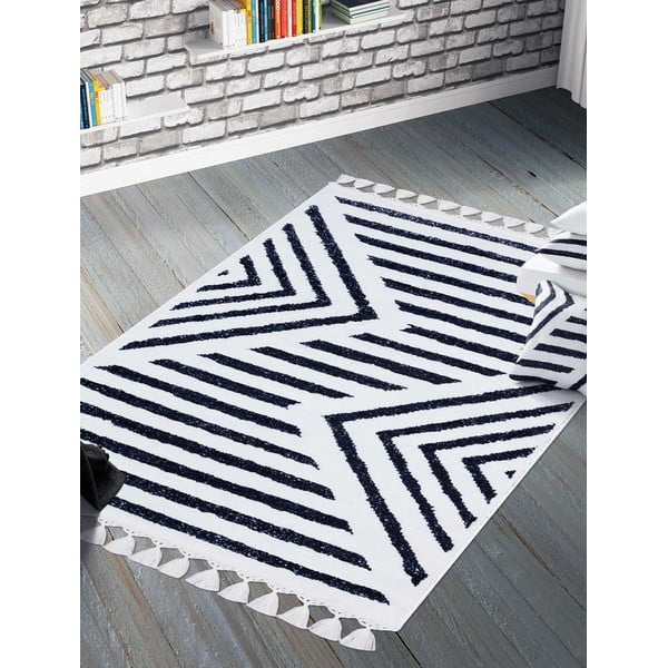 Bielo-modrý umývateľný koberec behúň 300x80 cm - Vitaus-image-1