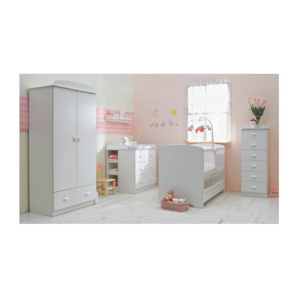 Biela variabilná detská postieľka so zásuvkou a lištou proti ohryzeniu bočnice Faktum Mokus, 70 × 140 cm-image-1