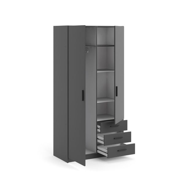 Tmavosivá šatníková skriňa 99x200 cm Sprint – Tvilum-image-4