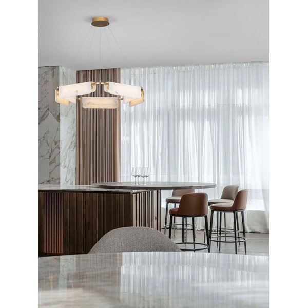 Krémovobiele/v mosadznej farbe LED závesné svietidlo v dekore mramoru so stmievačom ø 93 cm Aider – Nova Luce-image-1