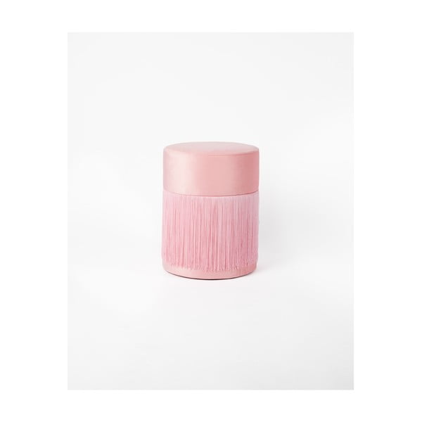 Ružový puf so zamatovým poťahom Velvet Atelier, Ø 36 cm