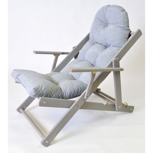 Sivé drevené skladacie záhradné ležadlo Borneo – Rojaplast-image-1