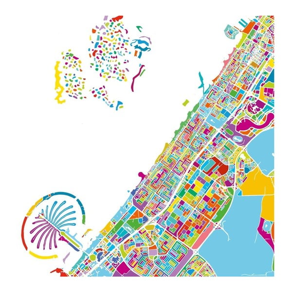 Obraz Homemania Maps Dubai, 60 × 60 cm