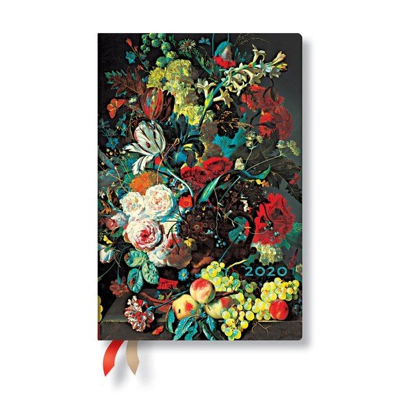 Viacfarebný diár na rok 2020 v tvrdej väzbe Paperblanks Van Huysum, 160 strán