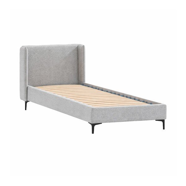 Sivá čalúnená jednolôžková posteľ s roštom 90x200 cm Basti – Ropez