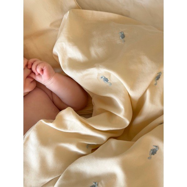 Svetložltá detská obliečka do postieľky z Bio bavlny 70x100 cm Sea Garden – Cam Cam Copenhagen-image-1