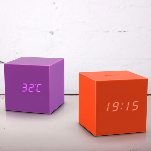 Oranžový LED budík Gingko Gravitry Cube-image-1