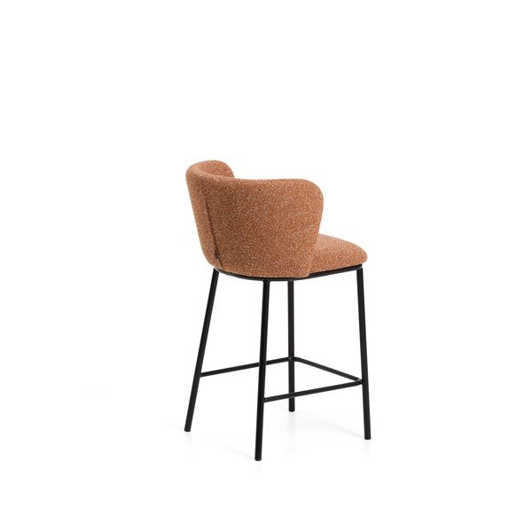 Čalúnená barová stolička v terakotovej farbe (výška sedadla 65 cm) Ciselia – Kave Home-image-4