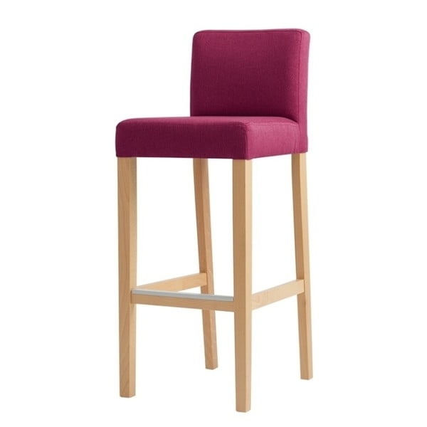 Fuchsiovoružová barová stolička s prírodnými nohami Custom Form Wilton