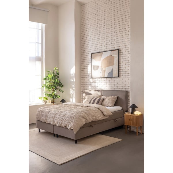 Boxspring posteľ taupe s úložným priestorom 160x200 cm Elva Bold – Bonami Selection-image-1