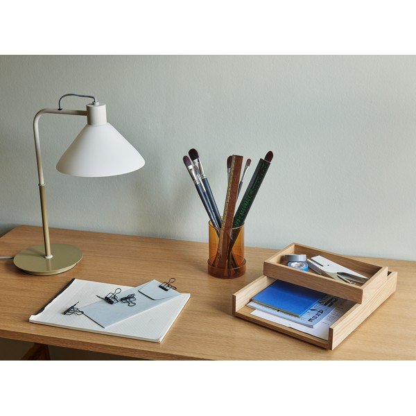 Biela stolová lampa so skleneným tienidlom (výška 44 cm) Spot – Hübsch-image-1