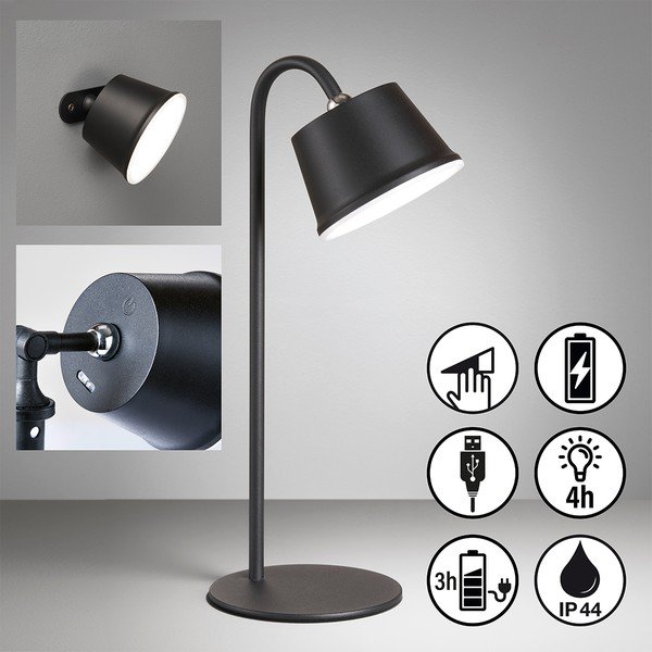 Čierna LED stolová lampa s kovovým tienidlom (výška 34 cm) Voet – Fischer &amp; Honsel-image-4