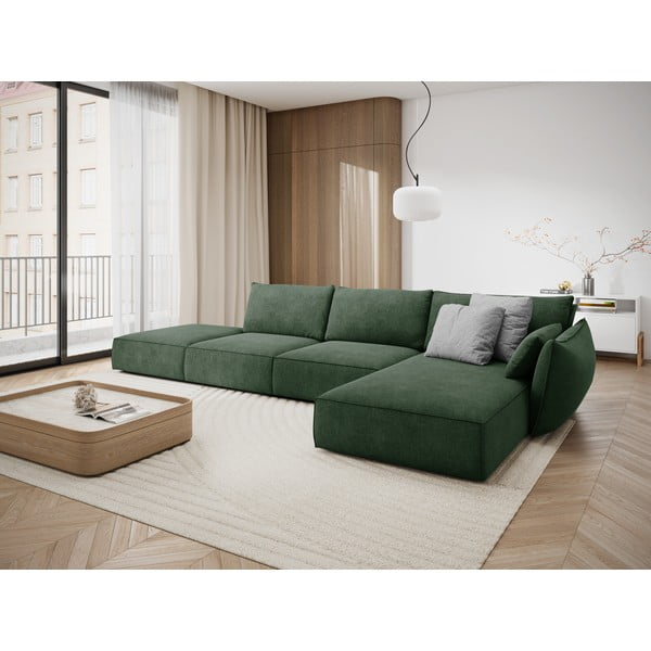 Tmavozelená rohová pohovka (pravý roh) Vanda - Mazzini Sofas-image-1