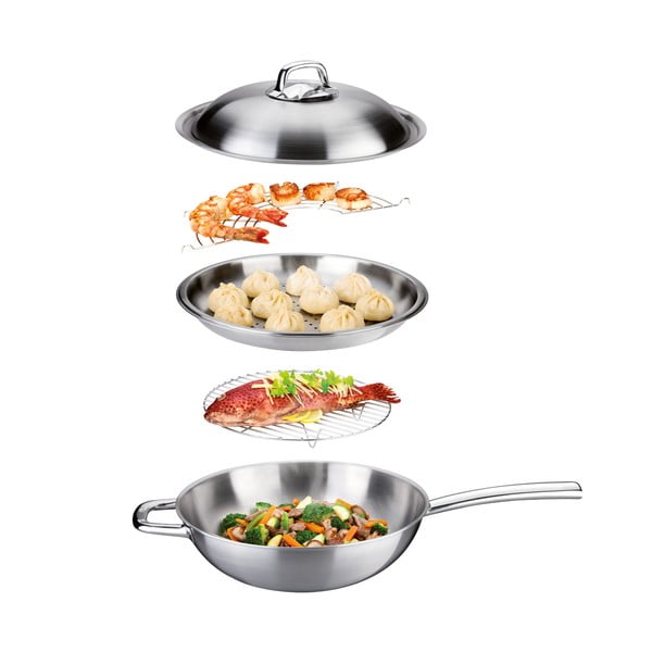 Wok nerezová panvica s pokrievkou ø 32 cm President – Tescoma-image-1