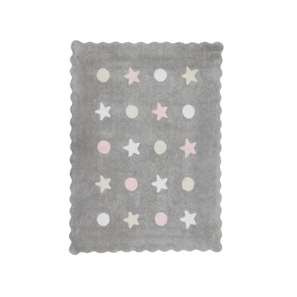 Ružovo-sivý bavlnený koberec Happy Decor Kids Little Waves, 160 x 120 cm