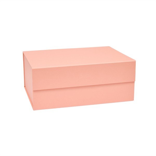 Svetloružový kartónový úložný box s vekom 33x25x15 cm Hako – OYOY Living Design