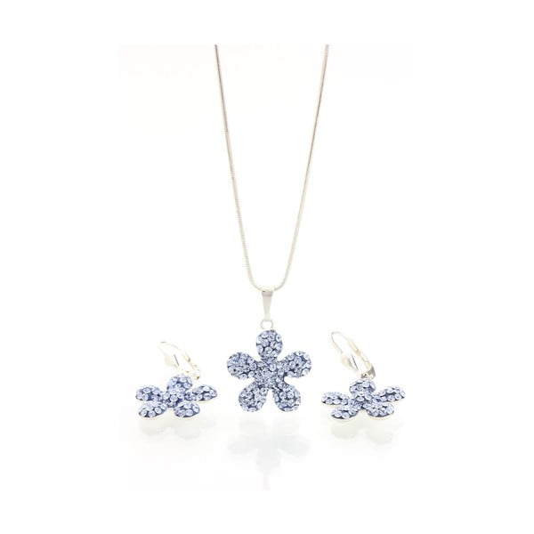 Set náhrdelníka a náušníc s modrými Swarovski krištáľmi Yasmine Flower