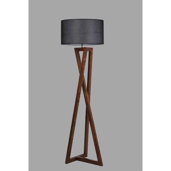 Čierno-hnedá stojacia lampa s textilným tienidlom (výška 149 cm) Maçka – Opviq lights-image-1