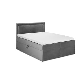 Sivá zamatová dvojlôžková posteľ Mazzini Beds Yucca, 200 x 200 cm