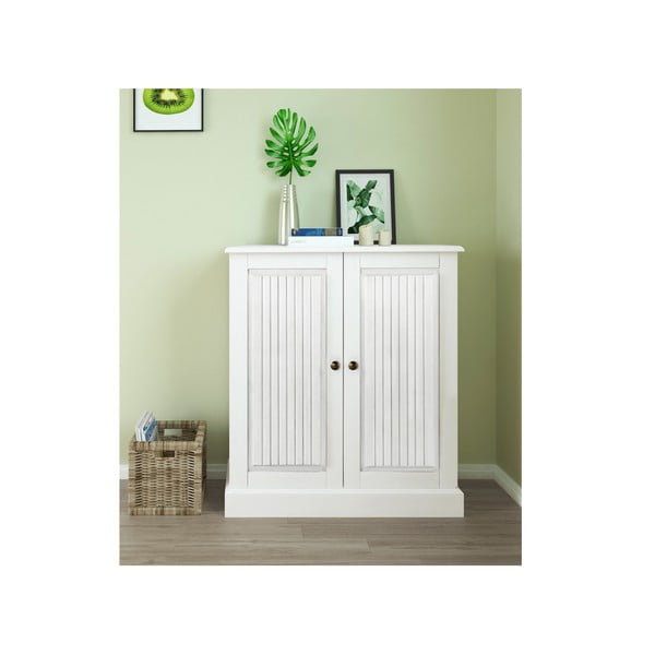 Biela skrinka z borovicového dreva 100x34 cm Mille – Støraa-image-1