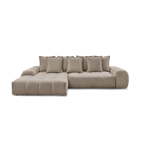 Taupe ženilková rozkladacia/s úložným priestorom rohová pohovka (ľavý roh/s leňoškou) Everest – Bobochic Paris