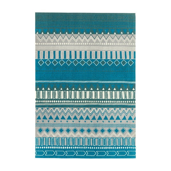 Tyrkysovomodrý koberec Asiatic Carpets Tribal Mix, 120 x 170 cm
