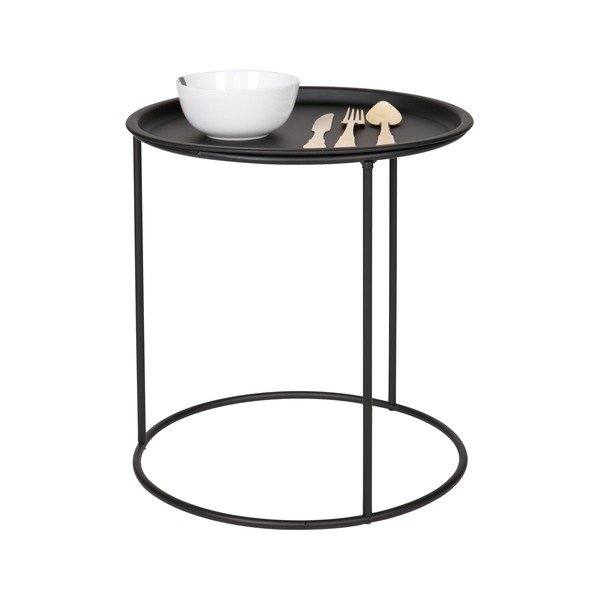 Čierny odkladací stolík WOOOD Ivar, ø 40 cm-image-1