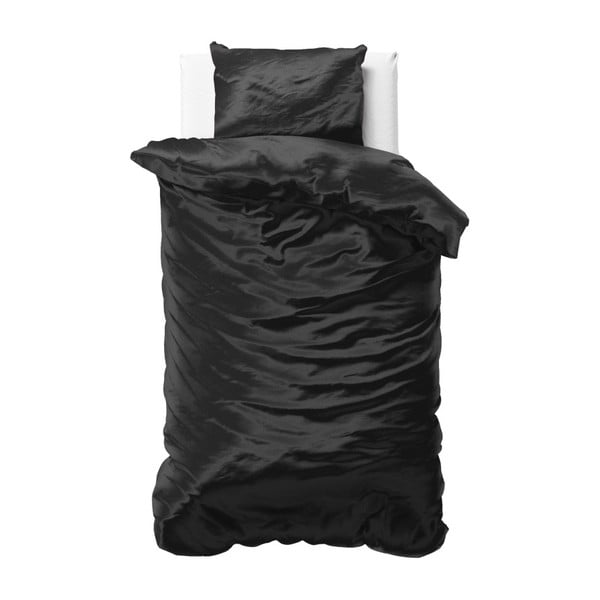 Čierne obliečky zo saténového mikroperkálu na jednolôžko Sleeptime, 140 x 220 cm
