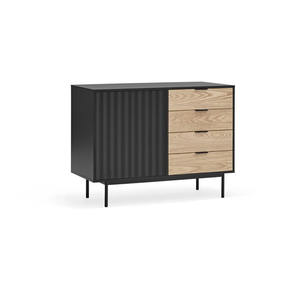 Nízka komoda v dekore duba v čierno-prírodnej farbe 108x80 cm Sierra – Teulat-image-3